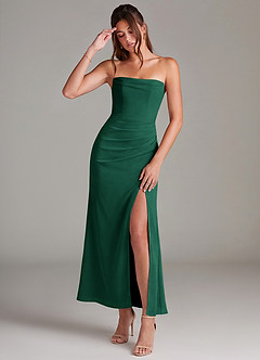 Azazie Leonis Bridesmaid Dresses Emerald Mermaid Strapless Chiffon Convertible Dress image1