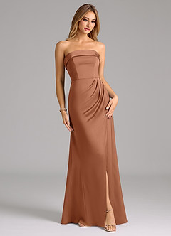 Azazie Aretha Bridesmaid Dresses Bronzer A-Line Strapless Stretch Satin Convertible Dress image1