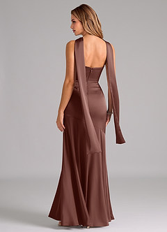 Azazie Shiloh Bridesmaid Dresses Espresso Mermaid Strapless Stretch Satin Convertible Dress image7