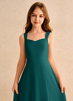 Azazie Makani Girls Formal Flower Girl Dresses Peacock A-Line Sweetheart Neckline Chiffon Dress image6