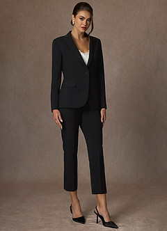 front Charlotte Preto Blazer de trama refinada