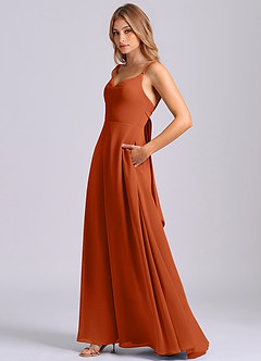 Azazie Beatrice Bridesmaid Dresses Burnt Orange A-Line Sweetheart Neckline Chiffon Dress image5