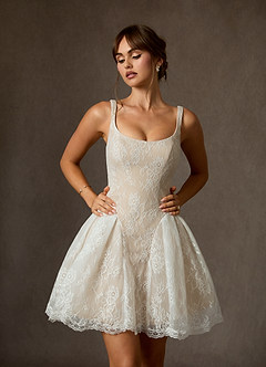 Azazie Dawn Robes de mariée Robe Trapèze en Dentelle Diamant Blanc Champagne image7