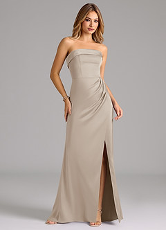 Azazie Aretha Bridesmaid Dresses Frost A-Line Strapless Stretch Satin Convertible Dress image4