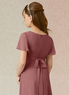 Azazie Induh Junior Desert Rose A-Line Ruched Chiffon Dress image5