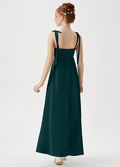 Azazie Rosey Junior Robe Trapèze en Satin extensible Encolure en Forme de Cœur Vert Pin image6