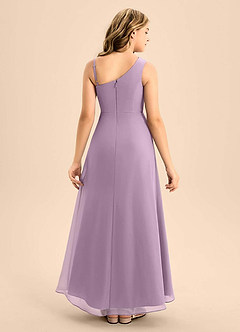 Azazie Brooke Junior Vestido de Glicinia de Gasa de Corte en A con Corte Lateral image2