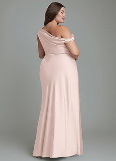 Azazie Emerson Bridesmaid Dresses Blushing Pink Mermaid Off the Shoulder Stretch Satin Dress image9