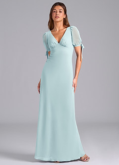 Azazie Pheby Bridesmaid Dresses Sea Glass A-Line Pleated Chiffon Dress image1