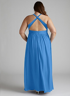 Azazie Ashia Bridesmaid Dresses Blue Jay A-Line Pleated Chiffon Dress image11