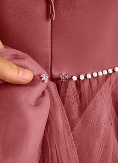 Azazie Tinie Robe Demoiselle D'honneur Fillette Robe Princesse en Tulle Arc Antique Rose image8