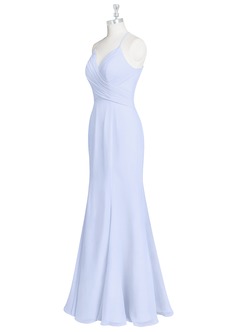 Azazie Carolina Robes de demoiselle d'honneur Robe Sirène en Mousseline de soie Rayé Lavande image8