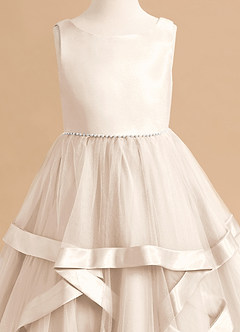 Azazie Posy Flower Girl Dresses White Alabaster A-Line Beaded Tulle Dress image5