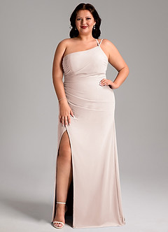 Azazie Eren Bridesmaid Dresses Rose Petal Sheath One Shoulder Chiffon Dress image8