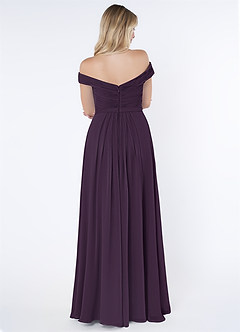 Azazie Audrianna Bridesmaid Dresses Plum A-Line Off-The-Shoulder Gathered Chiffon Convertible Dress image3