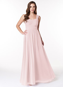 Azazie Zapheira Bridesmaid Dresses Blushing Pink A-Line Ruched Chiffon Dress image1