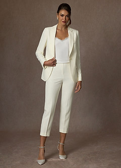 front Charlotte Marfim Blazer de trama refinada