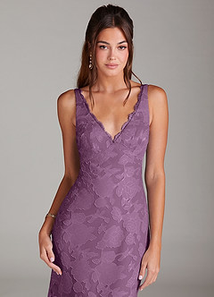 Azazie Tianna Brudtärnklänningar Klä av Tubklänning i Blommig Utbrändhet Spets Blåregn image5