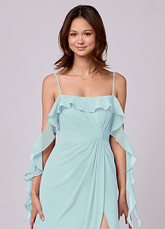 Barbie ♥ Azazie Bridesmaid Dresses Sea Glass A-Line Off the Shoulder Chiffon Convertible Dress image2