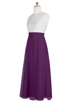 Azazie Albertine Junior A-Linie Spitze Chiffon Kleid Traube image9