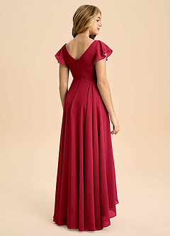 Azazie Caria Junior Scarlet A-Line Pleated Chiffon Dress image2