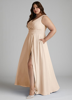 Azazie Karina Bridesmaid Dresses White Alabaster A-Line Pleated Chiffon Dress image8
