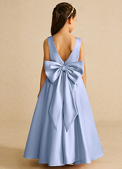 Azazie Pipsy Robe Demoiselle D'honneur Fillette Robe Trapèze en Mat Satiné Arc Eis image1