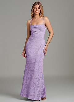 Azazie Ola Bridesmaid Dresses Lilac Mermaid Corset Floral Burnout Dress image1