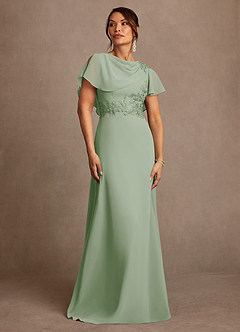 Azazie Frieda Kleider für die Brautmutter A-Linie Applizieren Chiffon Kleid Staubiger Salbeigrün image1