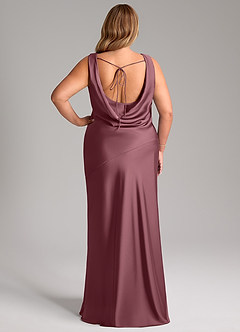 Azazie Rylina Bridesmaid Dresses Desert Rose Mermaid Stretch Satin Dress image8