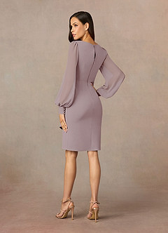 Azazie Karen Mother of the Bride Dresses Vintage Mauve Sheath Pleated Stretch Crepe Dress image4