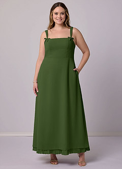 Barbie ♥ Azazie Bridesmaid Dresses Olive A-Line Pleated Chiffon Dress image9
