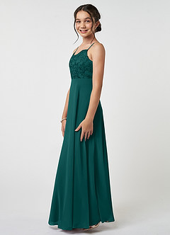 Azazie Sonya Junior Peacock A-Line Lace Chiffon Dress image3