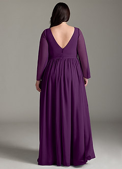 Azazie Teton Maternity Bridesmaid Dresses A-Line Long Sleeve Chiffon Floor-Length Dress image8