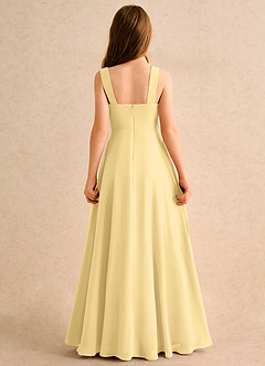 Azazie Makani Girls Formal Robe Demoiselle D'honneur Fillette Robe Trapèze en Mousseline de soie Décolleté en cœur Beurre image2