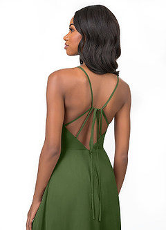 Azazie Everleigh Bridesmaid Dresses Olive A-Line Sweetheart Pleated Chiffon Dress image4