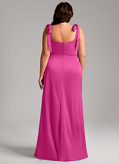 Azazie Frostine Bridesmaid Dresses Fuchsia A-Line Bow Stretch Satin Dress image11