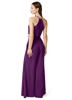 Azazie Kenzi Bridesmaid Dresses Grape Pleated Chiffon Jumpsuit image4