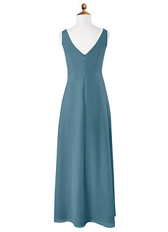 Azazie Kori Junior A-Linie Gestreift Chiffon Kleid Bermudablau image5