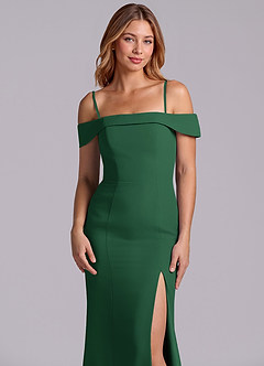 Azazie Luciana Bridesmaid Dresses Dark Green Sheath Off the Shoulder Chiffon Convertible Dress image7