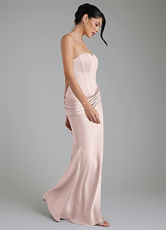 Azazie Draya Bridesmaid Dresses Blushing Pink Mermaid Strapless Stretch Satin Dress image6