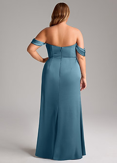 Azazie Saige Bridesmaid Dresses Bermuda Sheath Off the Shoulder Stretch Satin Dress image12