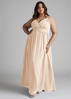 Azazie Ashia Bridesmaid Dresses White Alabaster A-Line Pleated Chiffon Dress image7