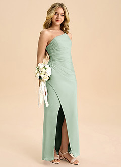 Azazie Eren Junior Agave A-Line Pleated Chiffon Dress image1