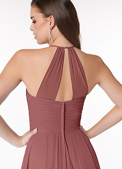 Azazie Ginger Bridesmaid Dresses Amethyst A-Line Halter Pleated Chiffon Dress image3