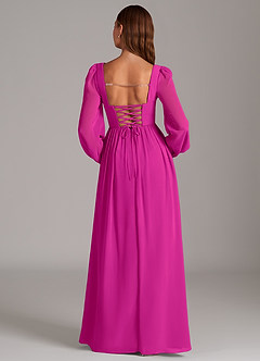 Azazie Maree Abiti da Damigella Abito A-Line in Chiffon Corsetto Fucsia image6
