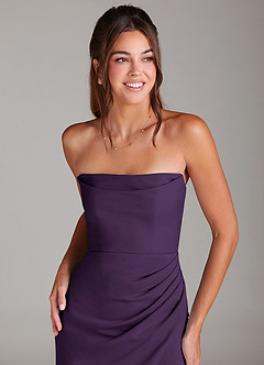 Azazie Leonis Bridesmaid Dresses Plum Sheath Strapless Stretch Crepe Convertible Dress image8