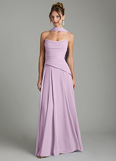 Azazie Gabriela Bridesmaid Dresses Frosted Lilac A-Line Corset Chiffon Dress image1