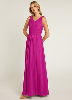 Azazie Pierrette Bridesmaid Dresses Fuchsia A-Line Pleated Chiffon Dress image3