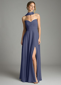 Azazie Ayla Abiti da Damigella Abito A-Line in Chiffon Scollo a Cuore Stormy image9